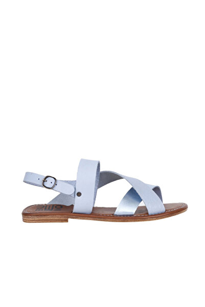 Bueno Shoes Sandale plate de damă din piele albastră 01ws6905