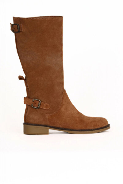 Bueno Shoes Taba Açık Süet Kadın Düz Çizme 01wd0500