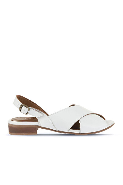 Bueno Shoes Sandale cu toc pentru femei din piele albă 01wa6402