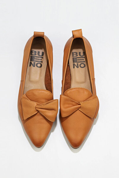 Bueno Shoes Balerini plati de damă din piele maronie 01wr3117