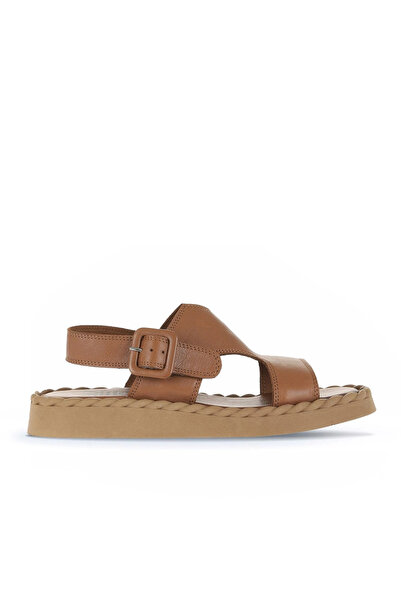 Bueno Shoes Sandale plate de damă din piele maro 01wy9104