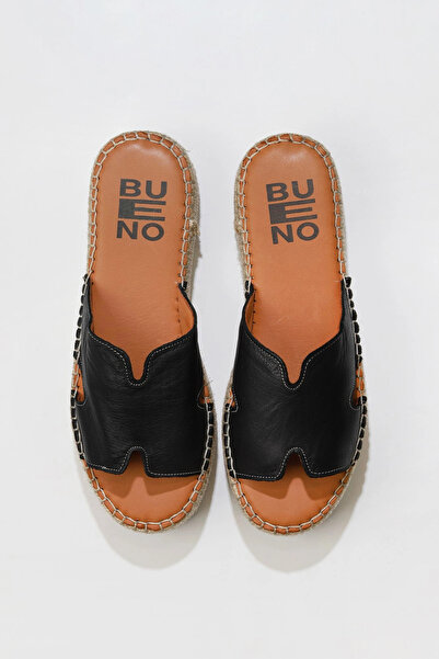 Bueno Shoes Papuci espadrille de damă din piele neagră 01wu5105