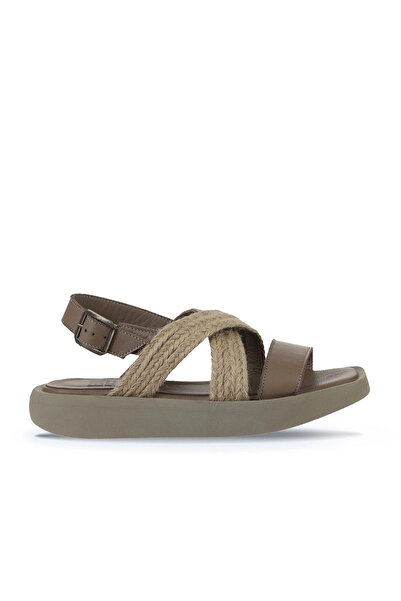 Bueno Shoes صندل نسائي من الجلد الرمادي 01wy1011