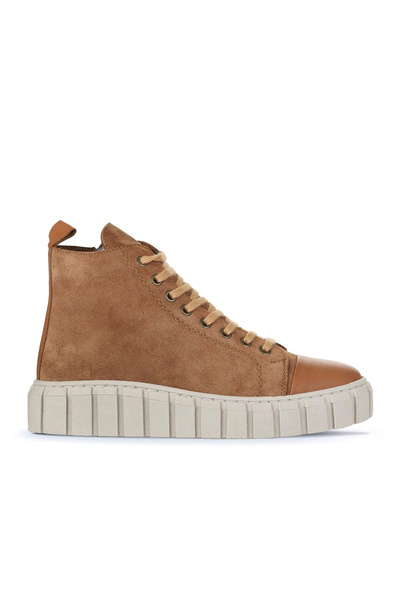 Bueno Shoes Cizme plate de damă din piele intoarsa deschisa maro 01wz4101