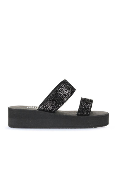 Bueno Shoes Crne platinaste ženske papuče na tankom potplatu 26wt752050