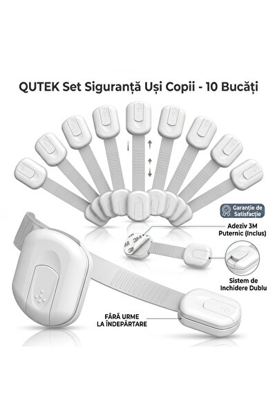QuTek Set 10 Sigurante Copii si Bebelusi, Blocator Usi, Sertare si Frigider, ...