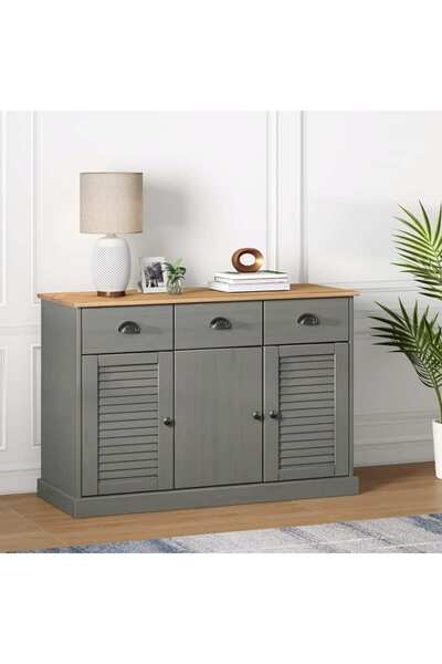 Concept Servantă cu sertare VIGO, gri, 113x40x75 cm, lemn masiv de pin