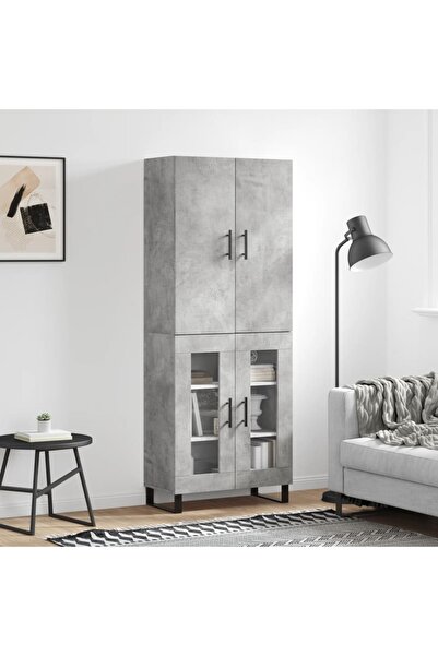 Concept Dulap înalt, gri beton, 69,5x34x180, lemn compozit