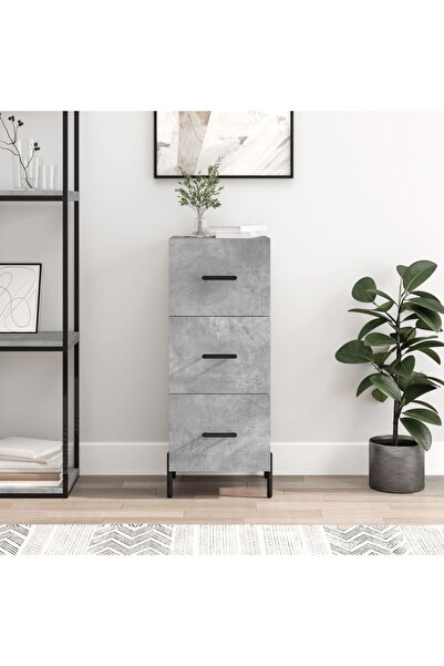 Concept Servantă, gri beton, 34,5x34x90 cm, lemn compozit