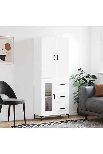 Concept Tall cabinet, white, 69.5x34x180 cm, composite wood