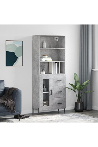 Concept Dulap înalt, gri beton, 69,5x34x180, lemn compozit