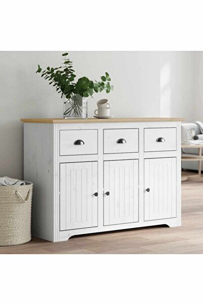 Concept Servantă "BODO", alb și maro, 115x43x79,5 cm, lemn masiv de pin