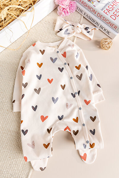 Babymod Bandana Snap Cotton Heart Baby Girl Jumpsuit