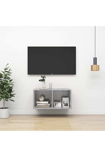 Concept Dulap TV montat pe perete, gri beton, 37x37x72 cm, PAL