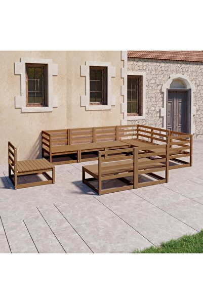 Concept Set mobilier de grădină, 9 piese, maro miere, lemn masiv pin