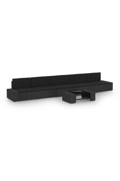 Concept Set mobilier de grădină, 6 piese, negru, poliratan