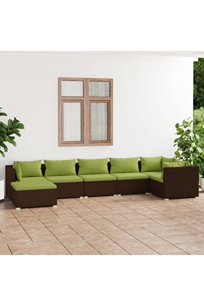 Concept Set mobilier de grădină cu perne, 7 piese, maro, poliratan