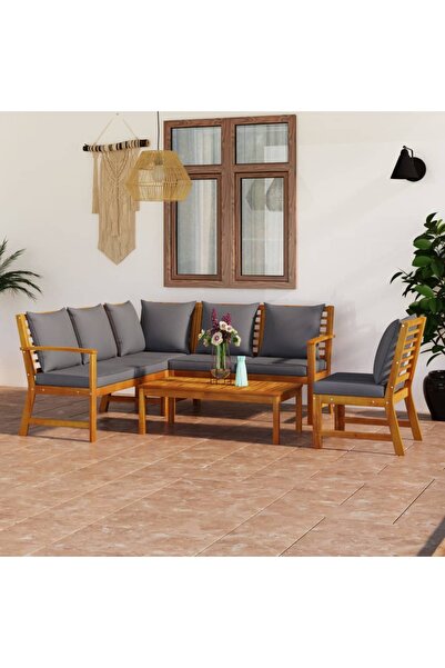 Concept Set mobilier de grădină cu perne, 5 piese, lemn masiv acacia
