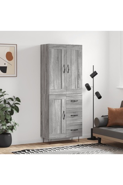 Concept Dulap înalt, gri sonoma, 69,5x34x180 cm, lemn compozit