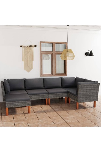Concept Set mobilier de grădină cu perne, 6 piese, gri, poliratan