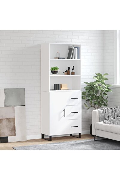Concept Dulap înalt, alb, 69,5x34x180 cm, lemn compozit