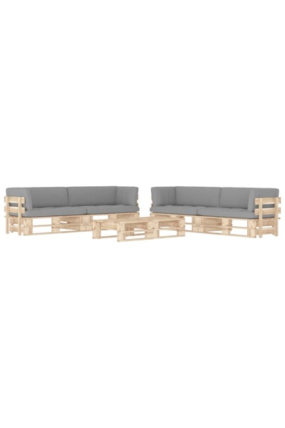 Concept Set mobilier paleți cu perne, 6 piese, lemn pin tratat