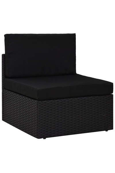 Concept Canapea de mijloc modulară, negru, poliratan