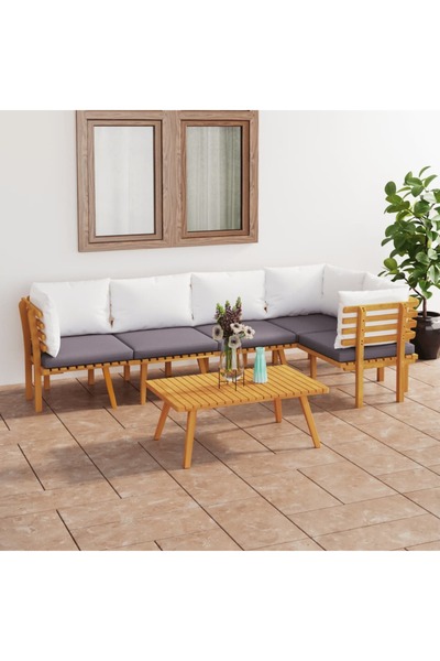 Concept Set mobilier de grădină cu perne, 6 piese, lemn masiv acacia