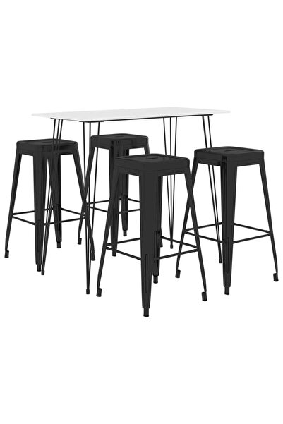 Concept Set mobilier de bar, 5 piese, alb și negru