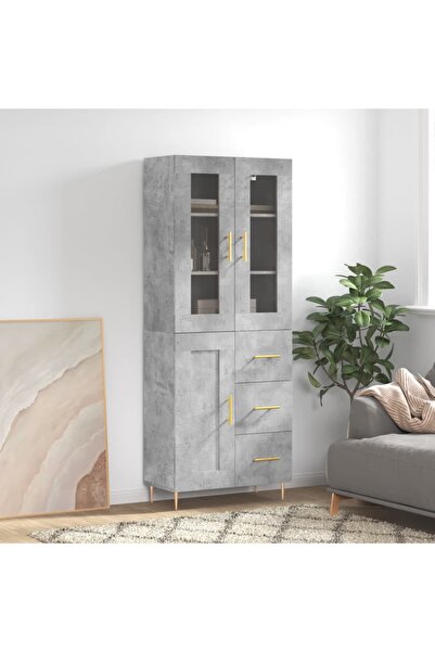 Concept Dulap înalt, gri beton, 69,5x34x180, lemn compozit