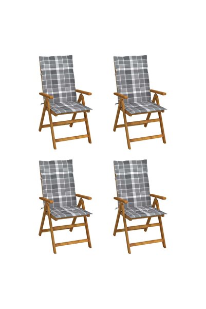 Concept Scaune grădină rabatabile cu perne, 4 buc., lemn masiv acacia