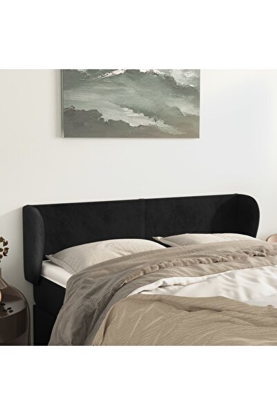 Concept Tăblie de pat cu aripioare negru 147x23x78/88 cm catifea