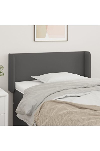 Concept Tăblie de pat cu aripioare gri 83x16x78/88 cm piele ecologică