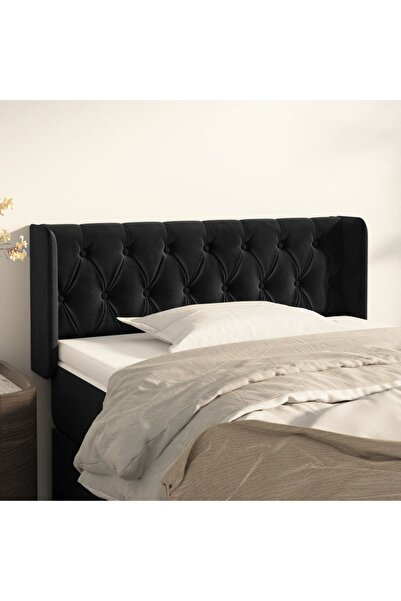 Concept Tăblie de pat cu aripioare negru 93x16x78/88 cm catifea