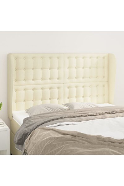 Concept Tăblie de pat cu aripioare, crem, 147x23x118/128 cm, piele