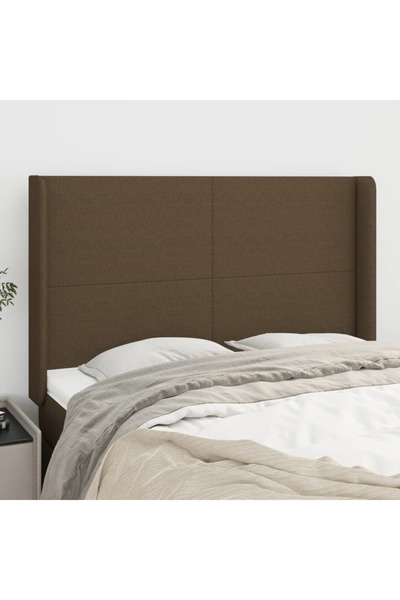 Concept Tăblie de pat cu aripioare maro închis 147x16x118/128 cm textil