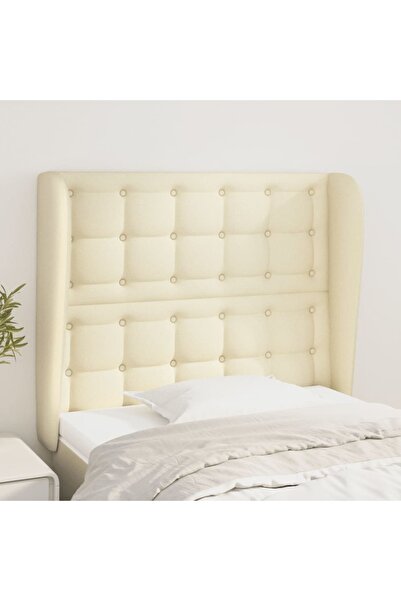 Concept Tăblie de pat cu aripioare, crem, 93x23x118/128 cm, piele