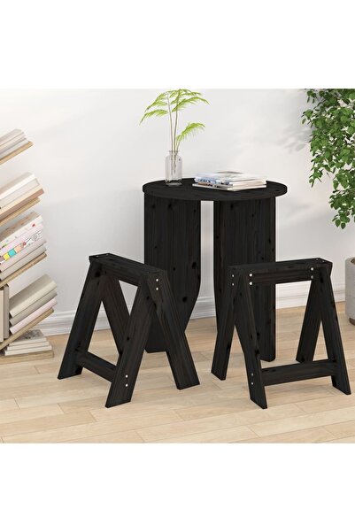 Concept Scaune, 2 buc., negru, 40x40x45 cm, lemn masiv de pin