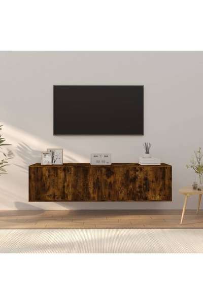 Concept Set dulapuri TV, 3 piese, stejar fumuriu, lemn prelucrat