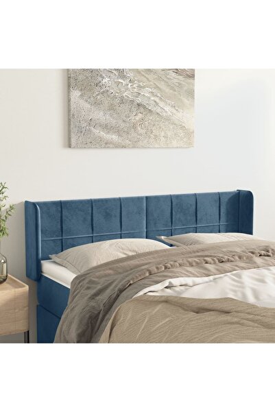 Concept Tăblie pat cu aripioare albastru închis 147x16x78/88 cm catifea