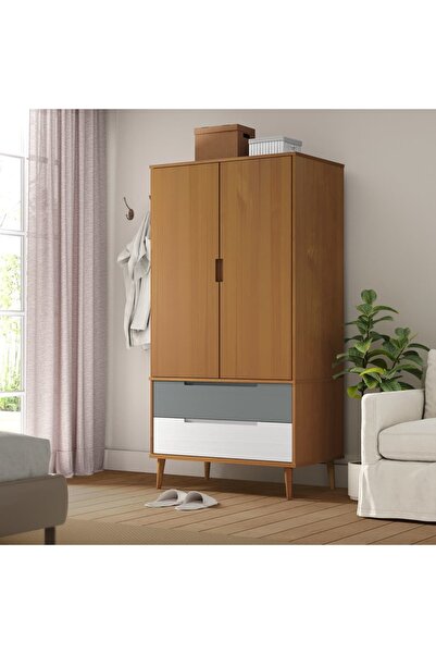 Concept Șifonier, maro, 90x55x175 cm, lemn masiv de pin