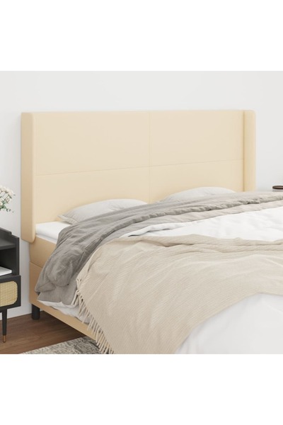 Concept Tăblie de pat cu aripioare, crem, 163x16x118/128 cm, textil
