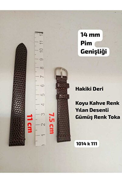 Brality 14 mm Compatible Watch Band - Genuine Leather - Dark Brown Color, Sna...