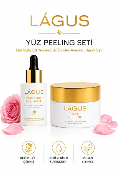 LAGUS Yüz Peeling Seti LÁGUS Gül Tozlu Cilt Yenileyici ve Ölü Deri Arındırıcı...