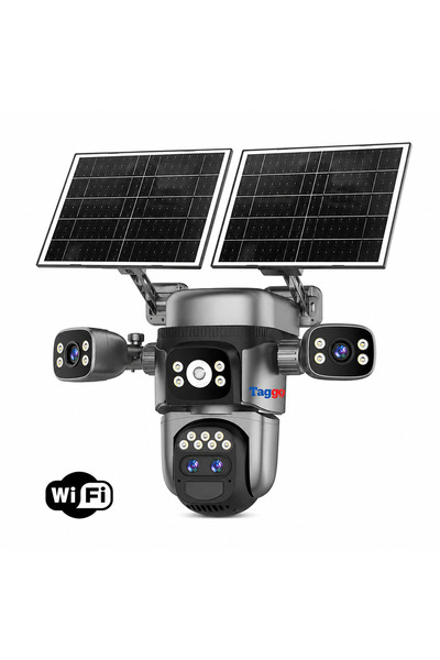 Taggo Cameră de supraveghere WIFI Crocodile AOV de 12MP cu panou solar dublu,...