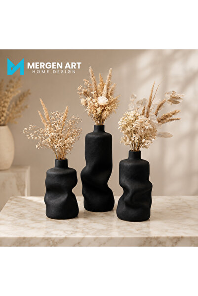 Mergen Art Set de vaze decorative din 3 piese, în stil scandinav, cu pulbere ...