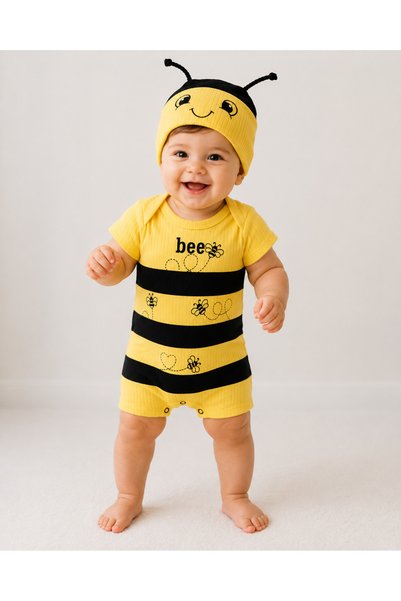 Aa Bebek Summer Bee Hat Jumpsuit Set of 2