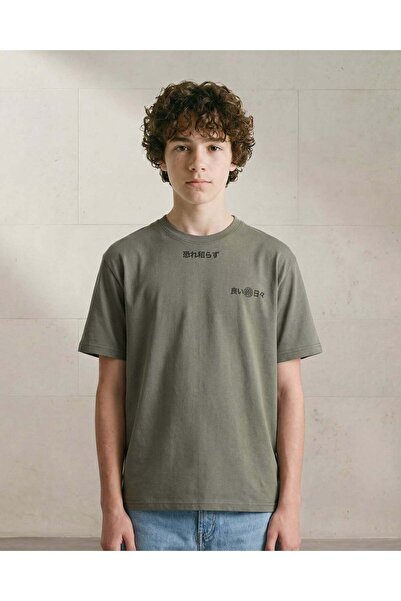 REDTAG Senior Boys Green Printed T-Shirt