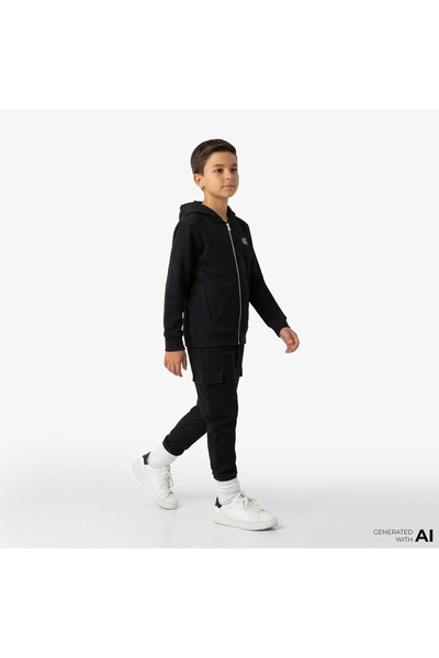 Calvin Klein Badge Relaxed Çocuk Siyah Eşofman Altı