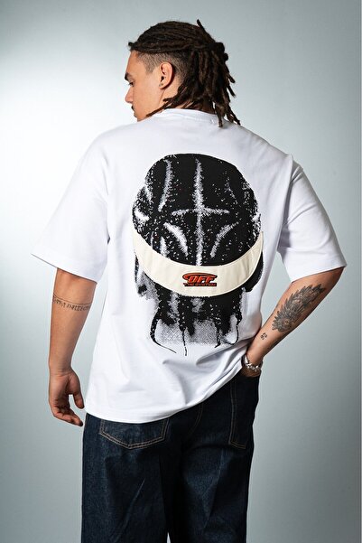 Plus Eighteen Tricou bărbătesc supradimensionat Off System White Drip Stoned